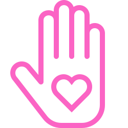 Cartoon hand with love heart in the middle